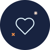 An icon illustration showing a heart symbolizing volunteerism