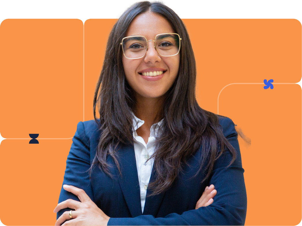 Businesswoman on orange background