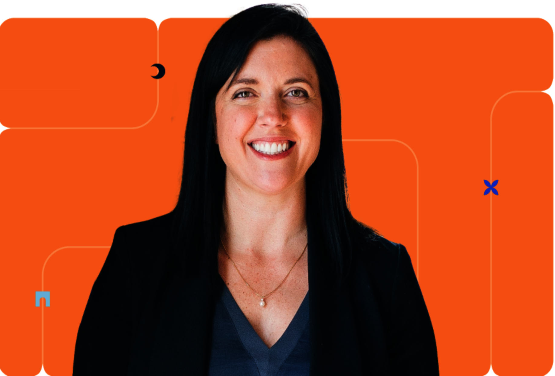 Businesswoman on orange background